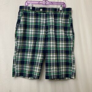 Linea Uomo Men's Green Multicolor Plaid Bermuda Shorts - SZ 36